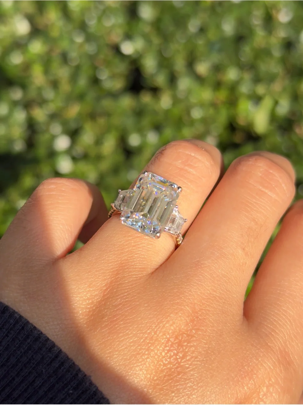11cttw big emerald cut moissanite in real 10k yellow gold engagement ring sz6
